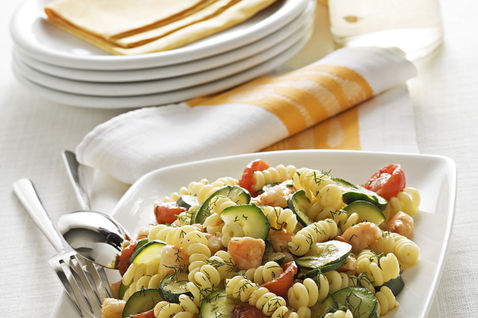 Fusilli con sugo di gamberi e zucchine