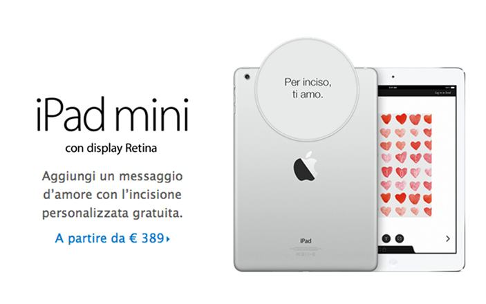 Ipad mini incisione d'amore personalizzata